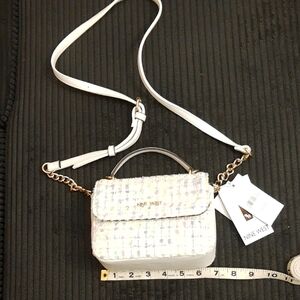 Nine West White Tweed Crossbody  Bag